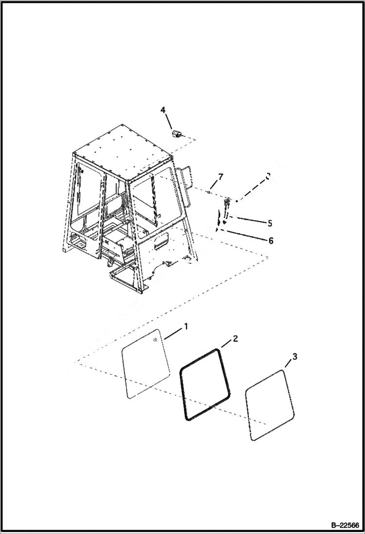 Схема запчастей Bobcat B200 - CAB Front Window CAB