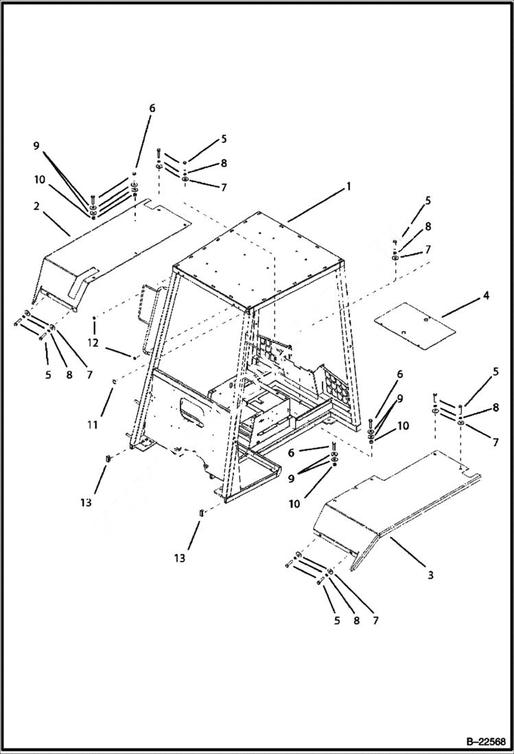 Схема запчастей Bobcat B250 - CANOPY ROPS/FOPS CAB