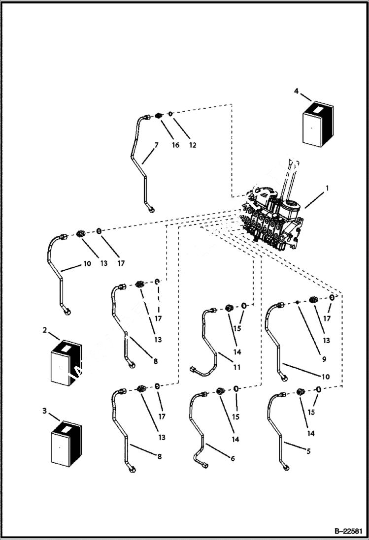 Схема запчастей Bobcat B250 - HYDRAULIC CIRCUITRY (Side Shift Backhoe) HYDRAULIC SYSTEM