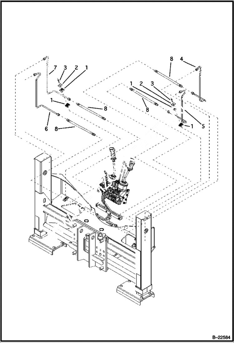 Схема запчастей Bobcat B250 - HYDRAULIC CIRCUITRY (Side Shift Backhoe) HYDRAULIC SYSTEM