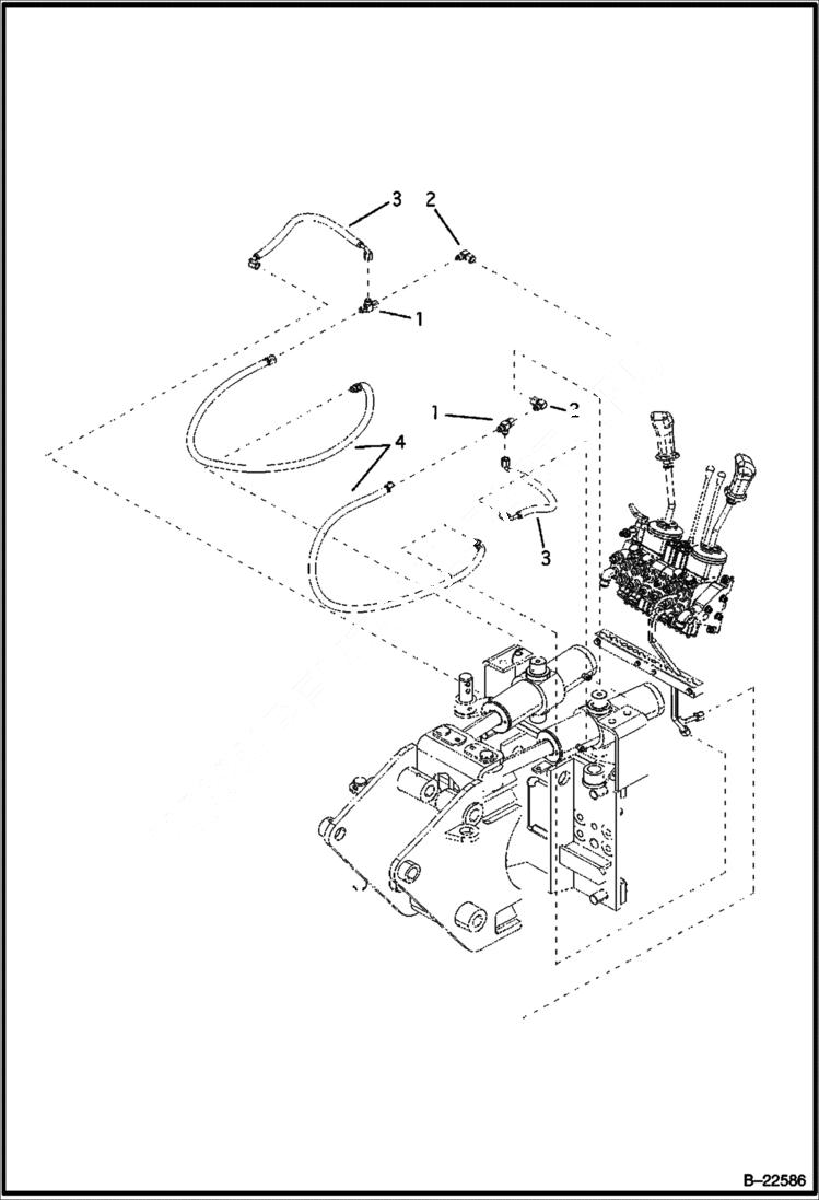 Схема запчастей Bobcat B250 - HYDRAULIC CIRCUITRY (Side Shift Backhoe) HYDRAULIC SYSTEM