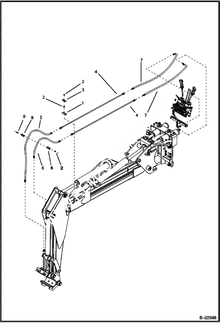 Схема запчастей Bobcat B250 - HYDRAULIC CIRCUITRY Side Shift Backhoe HYDRAULIC SYSTEM