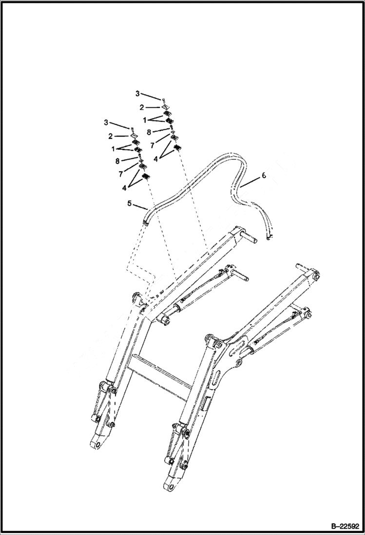 Схема запчастей Bobcat B250 - HYDRAULIC CIRCUITRY (Loading Arm) HYDRAULIC SYSTEM