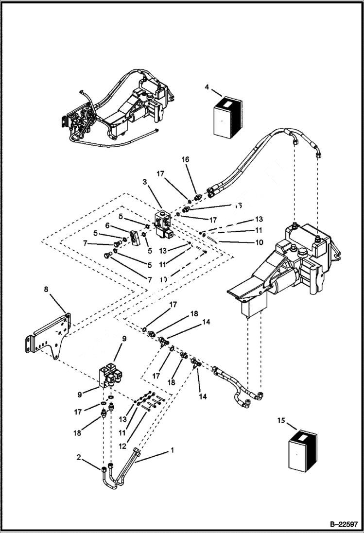 Схема запчастей Bobcat B250 - HYDRAULIC CIRCUITRY Blocking Travel HYDRAULIC SYSTEM