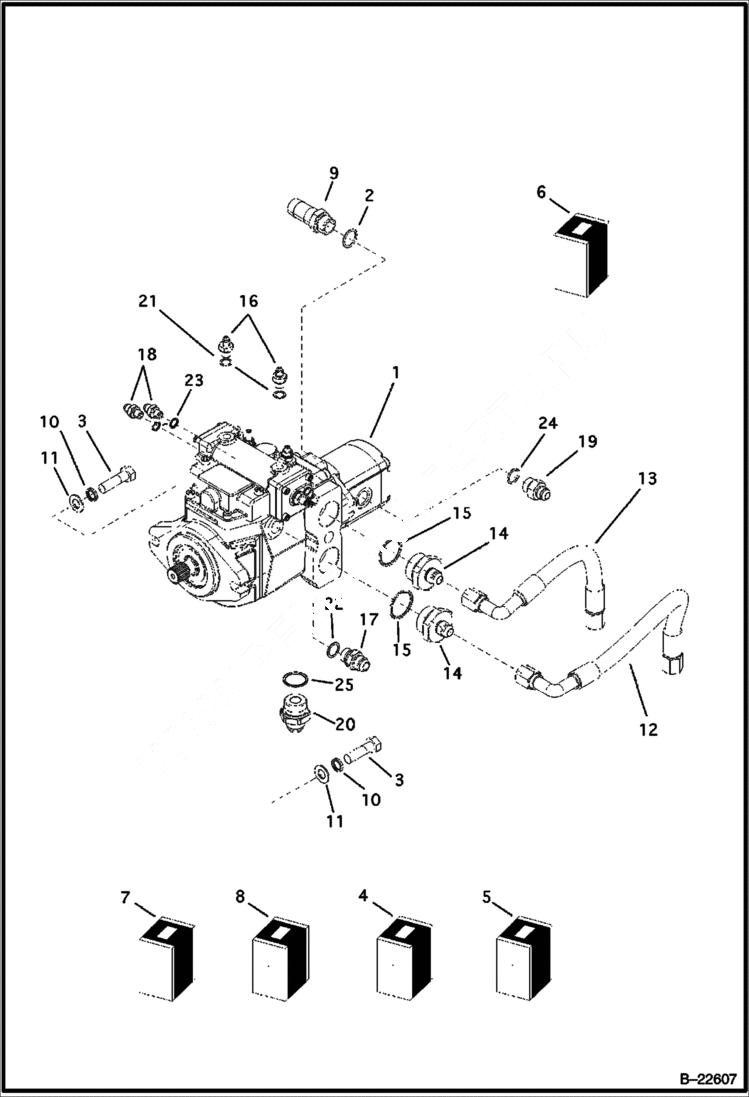 Схема запчастей Bobcat B250 - HYDRAULIC CIRCUITRY Frame HYDRAULIC SYSTEM