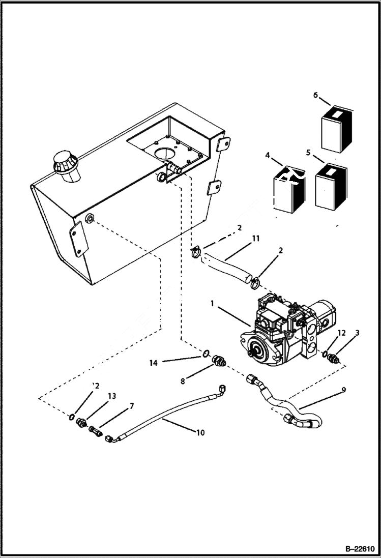 Схема запчастей Bobcat B250 - HYDRAULIC CIRCUITRY Frame HYDRAULIC SYSTEM