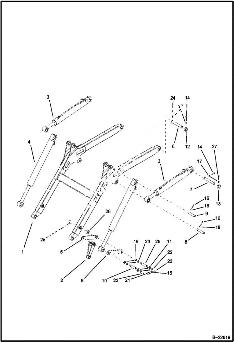 Схема запчастей Bobcat B250 - LIFT ARMS MAIN FRAME