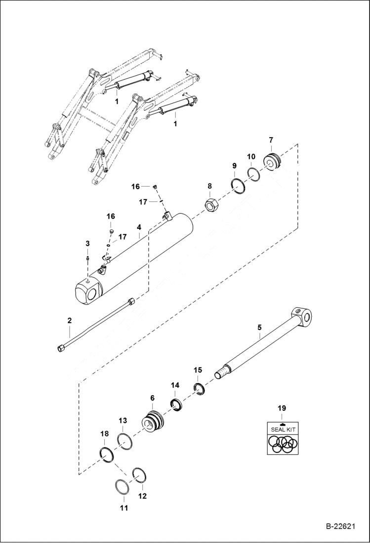 Схема запчастей Bobcat B250 - LIFT CYLINDER Loading Arm HYDRAULIC SYSTEM