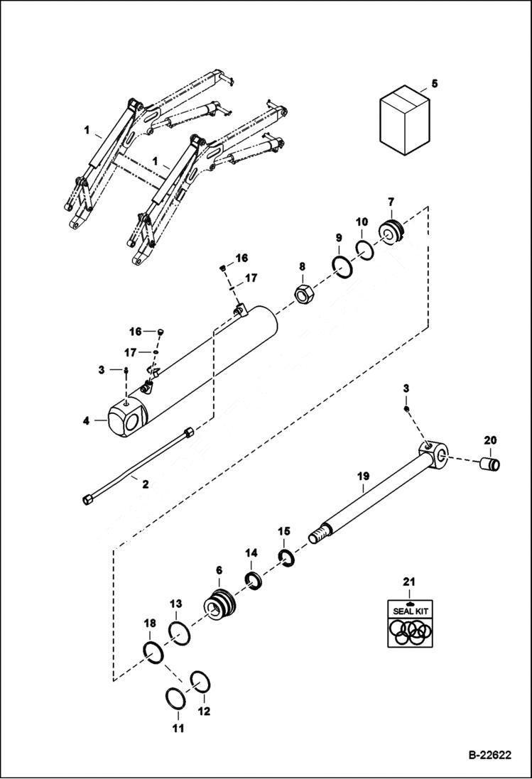 Схема запчастей Bobcat B250 - TILT CYLINDER Loading Arm HYDRAULIC SYSTEM