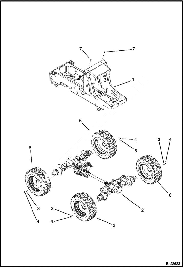 Схема запчастей Bobcat B250 - MAIN FRAME/DRIVE TRAIN MAIN FRAME