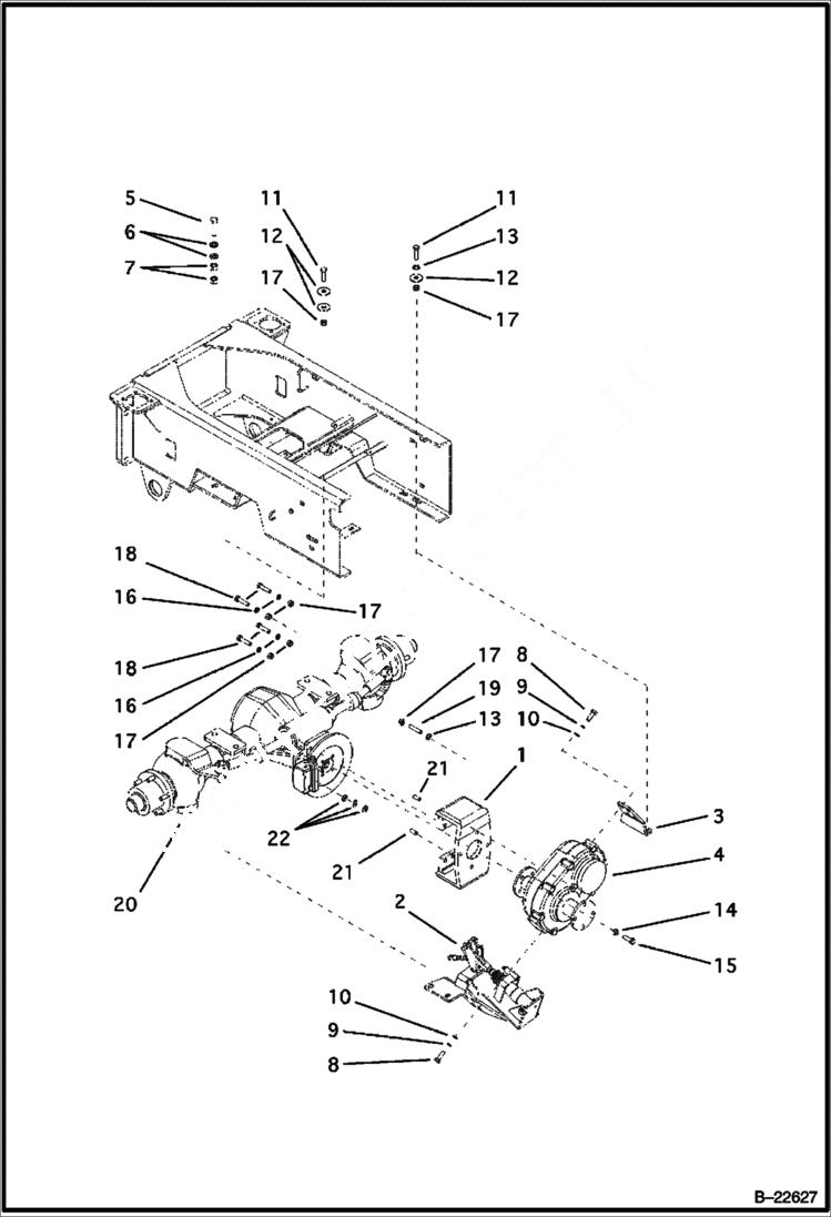 Схема запчастей Bobcat B250 - DRIVE TRAIN Rear Axle MAIN FRAME