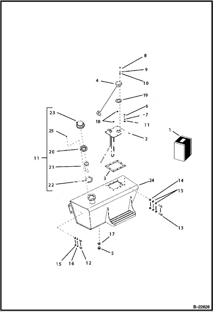 Схема запчастей Bobcat B250 - FUEL TANK ASSY Tier I 5722 11001 & Abv POWER UNIT