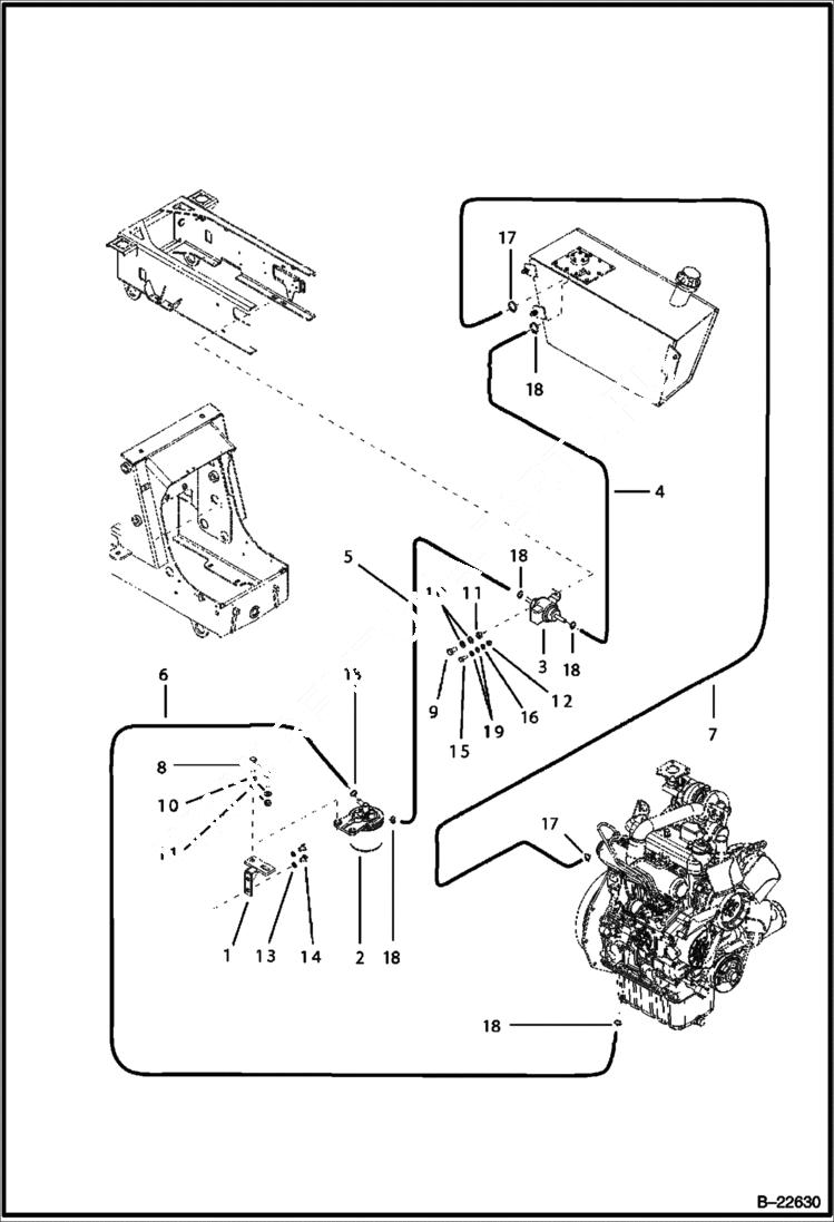 Схема запчастей Bobcat B250 - FUEL ASSY Tier I 5722 11001 & Abv POWER UNIT