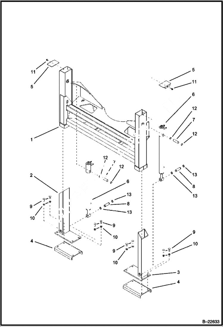 Схема запчастей Bobcat B250 - VERTICAL STABILIZER Side Shift Backhoe WORK EQUIPMENT