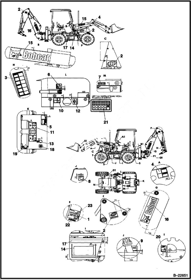 Схема запчастей Bobcat BL275 - DECALS ACCESSORIES & OPTIONS