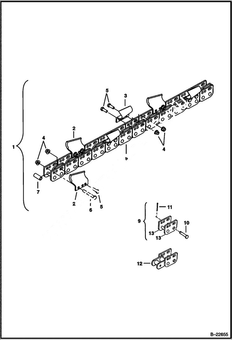 Схема запчастей Bobcat TRENCHERS - TRENCHER (Chain & Tooth Assy) (2 Depth - 4 Wide Cup Teeth in Single Std Pattern) (LT112) (MX112) (LT113) Loader