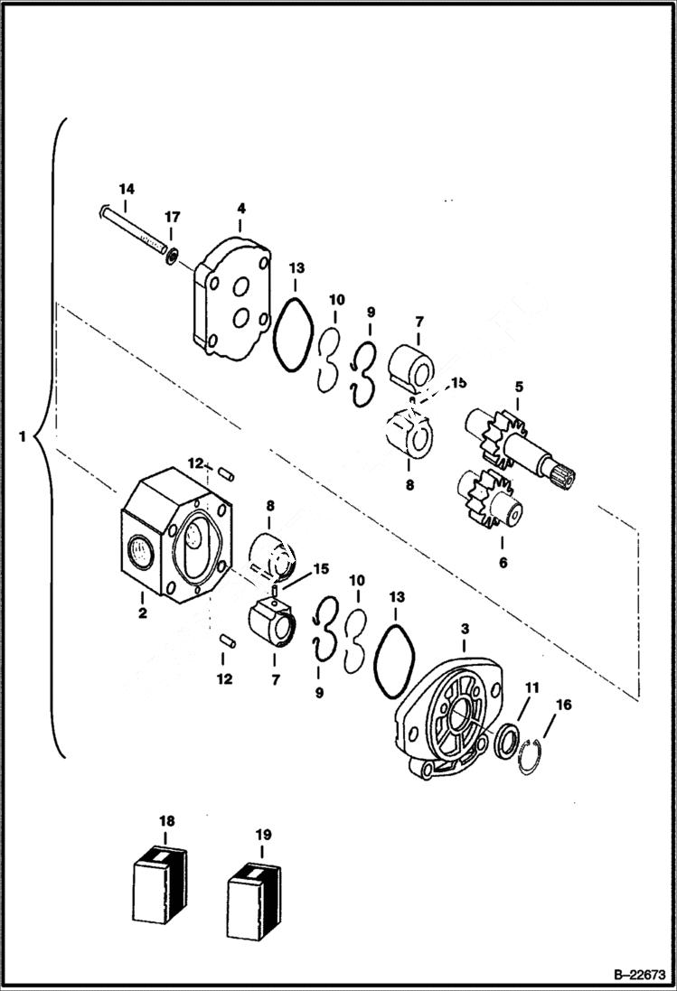 Схема запчастей Bobcat 430 - HYDROSTATIC PUMP (Gear Pump) HYDRAULIC/HYDROSTATIC SYSTEM