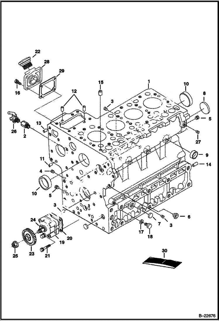 Схема запчастей Bobcat S-Series - CRANKCASE (Kubota - V2203MDI - Tier II) POWER UNIT