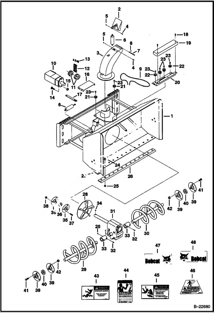 Схема запчастей Bobcat SNOWBLOWER - 1412 SNOWBLOWER (Main Frame) (7157) Loader