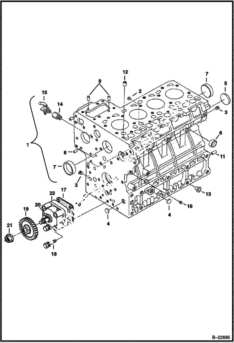 Схема запчастей Bobcat 337 - CRANKCASE POWER UNIT