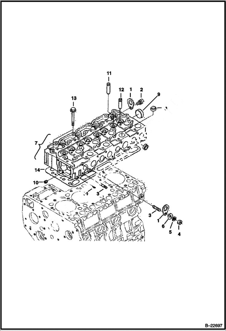 Схема запчастей Bobcat 337 - CYLINDER HEAD POWER UNIT