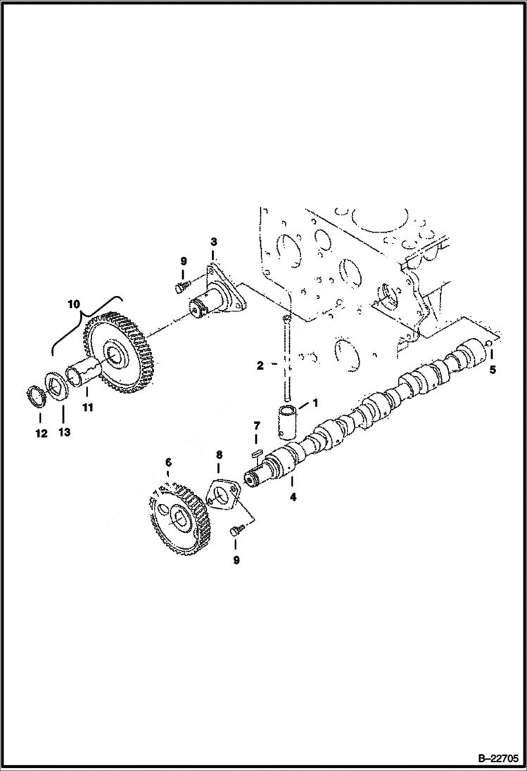 Схема запчастей Bobcat 435 - CAMSHAFT & IDLE GEAR SHAFT (S/N 562811001 & Above) POWER UNIT