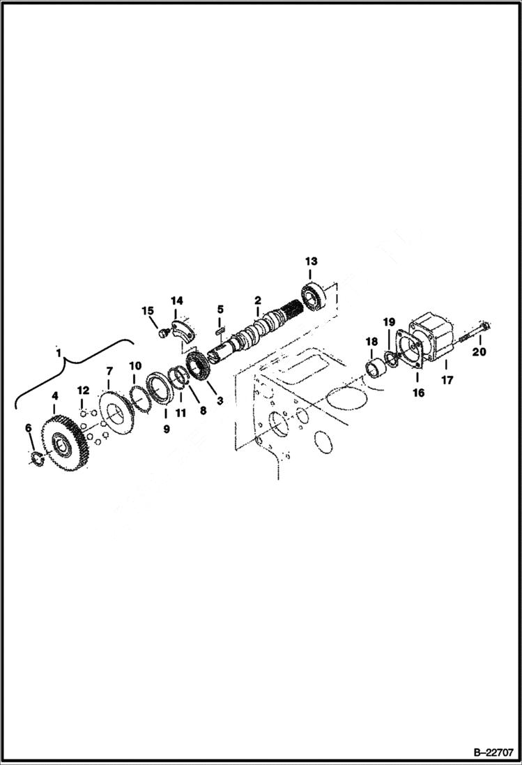 Схема запчастей Bobcat 337 - FUEL CAMSHAFT & GOVERNOR SHAFT POWER UNIT