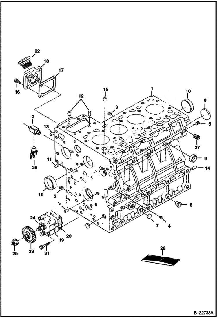 Схема запчастей Bobcat T-Series - CRANKCASE (Kubota - V2403TMDI) POWER UNIT