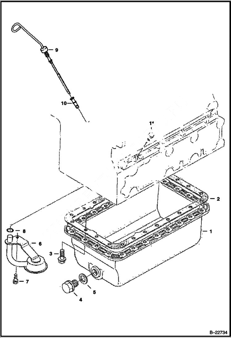 Схема запчастей Bobcat T-Series - OIL PAN (Kubota - V2003TMDI) POWER UNIT