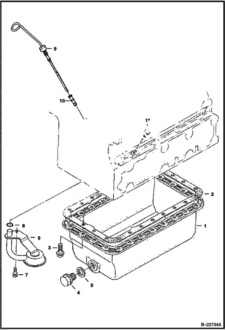 Схема запчастей Bobcat T-Series - OIL PAN (Kubota - V2403TMDI) POWER UNIT