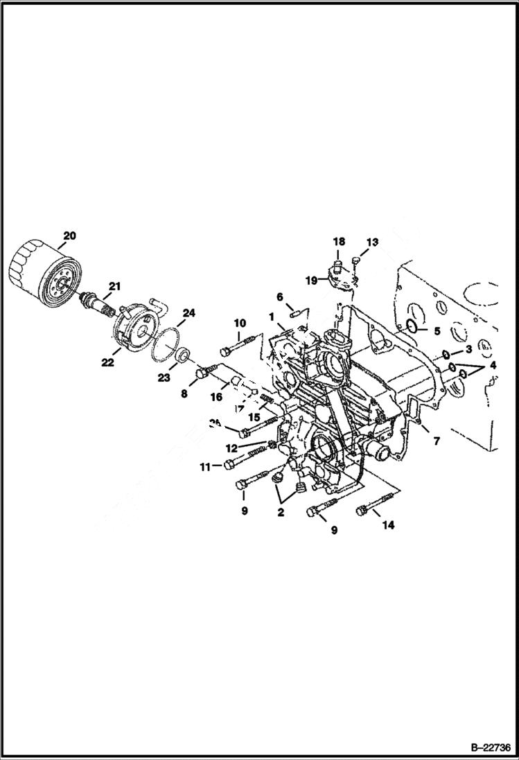 Схема запчастей Bobcat S-Series - GEARCASE (S/N E/ 9FZ999 & Below) POWER UNIT