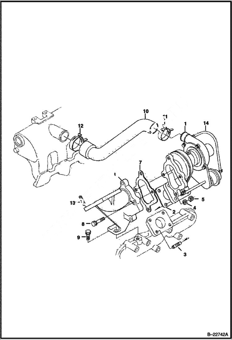 Схема запчастей Bobcat T-Series - TURBO CHARGER (Kubota - V2403TMDI) POWER UNIT