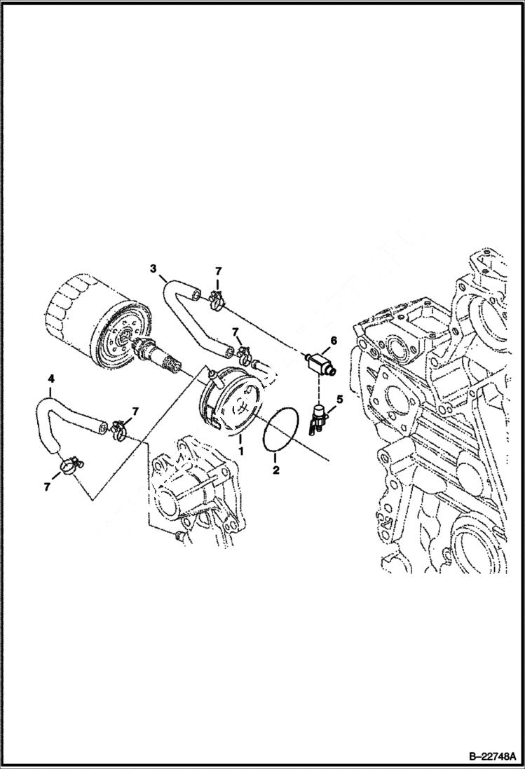 Схема запчастей Bobcat T-Series - OIL COOLER (Kubota - V2403TMDI) POWER UNIT