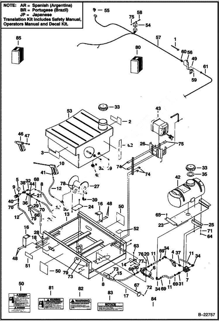 Схема запчастей Bobcat SPRAYER - SPRAYER (Main Frame) (75 gal 0054) Loader