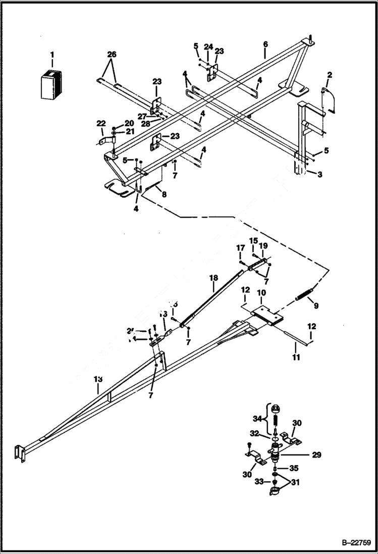 Схема запчастей Bobcat SPRAYER - SPRAYER (21 ft Boom Assy & Nozzles) (75 gal 0054) (80 gal A7F2) Loader