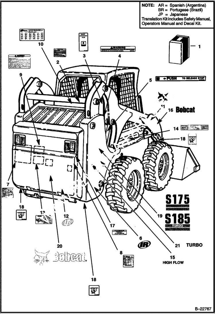 Схема запчастей Bobcat S-Series - DECALS ACCESSORIES & OPTIONS