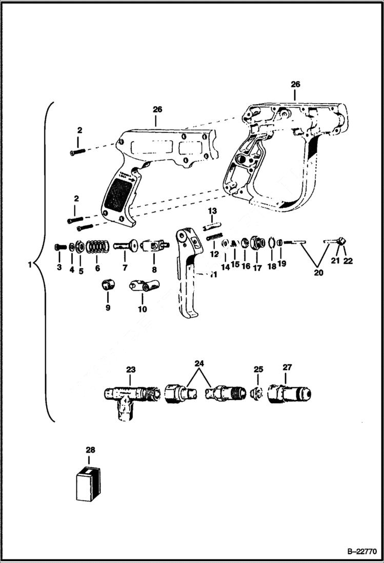 Схема запчастей Bobcat SPRAYER - SPRAYER (Spray Wand) (60 gal B133) (75 gal 0054) (80 gal A7F2) Loader