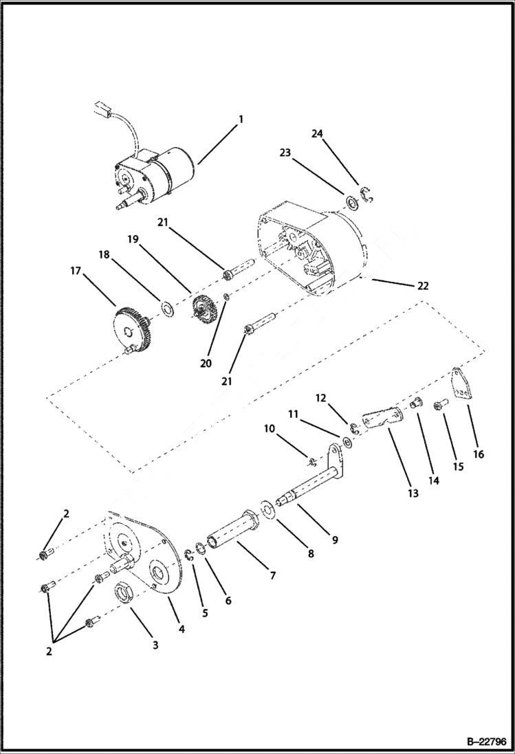 Схема запчастей Bobcat BL275 - ELECTRICAL Wiper Motor ELECTRICAL SYSTEM