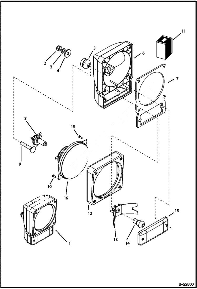 Схема запчастей Bobcat B100 - ELECTRICAL Front Light ELECTRICAL SYSTEM