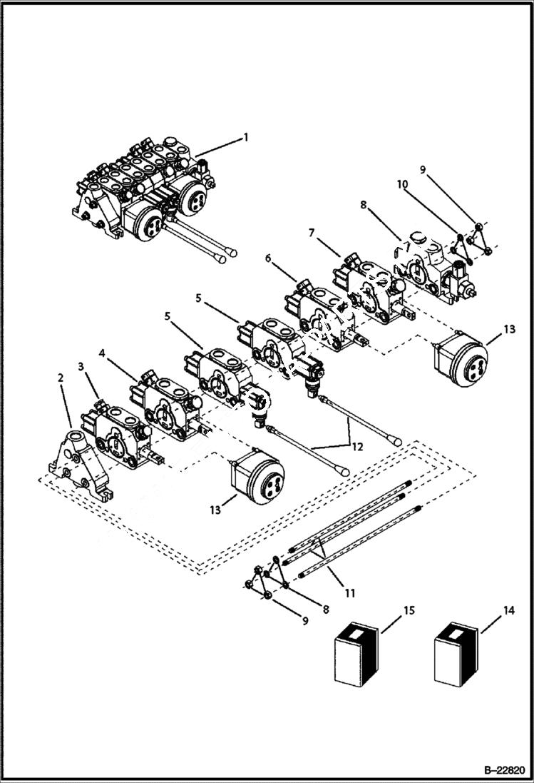 Схема запчастей Bobcat B250 - HYDRAULIC CIRCUITRY (Backhoe Control Valve) HYDRAULIC SYSTEM