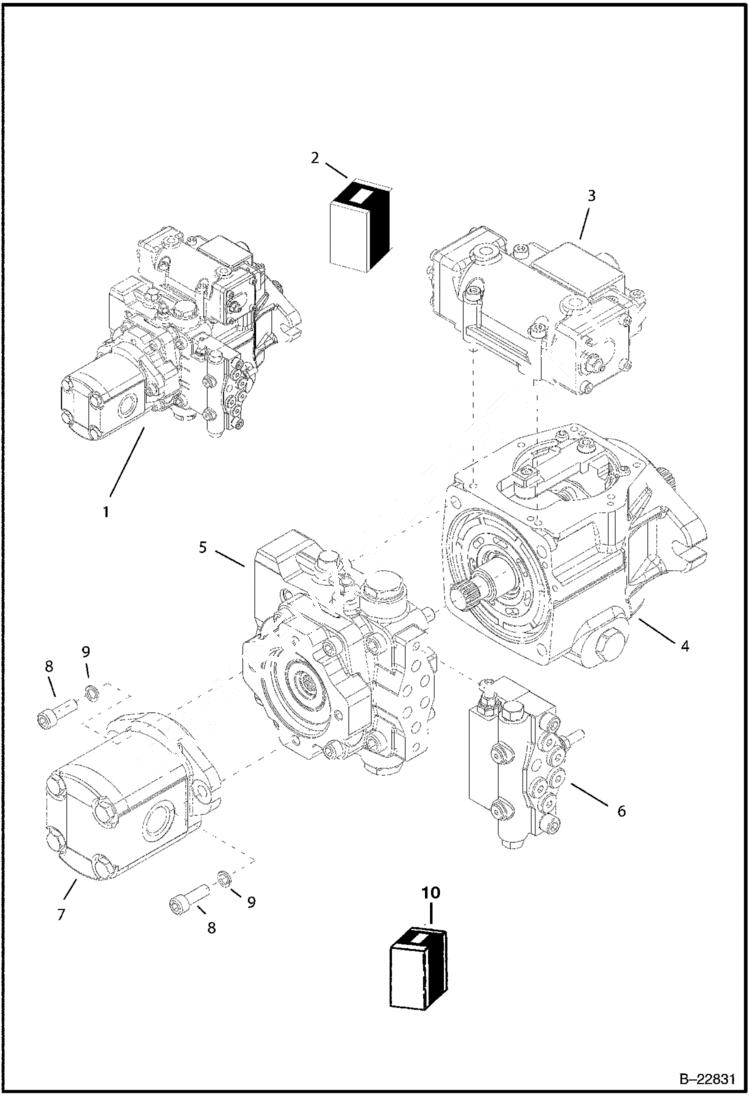 Схема запчастей Bobcat B250 - HYDRAULIC CIRCUITRY Axiel Pump & Gear Pump HYDRAULIC SYSTEM