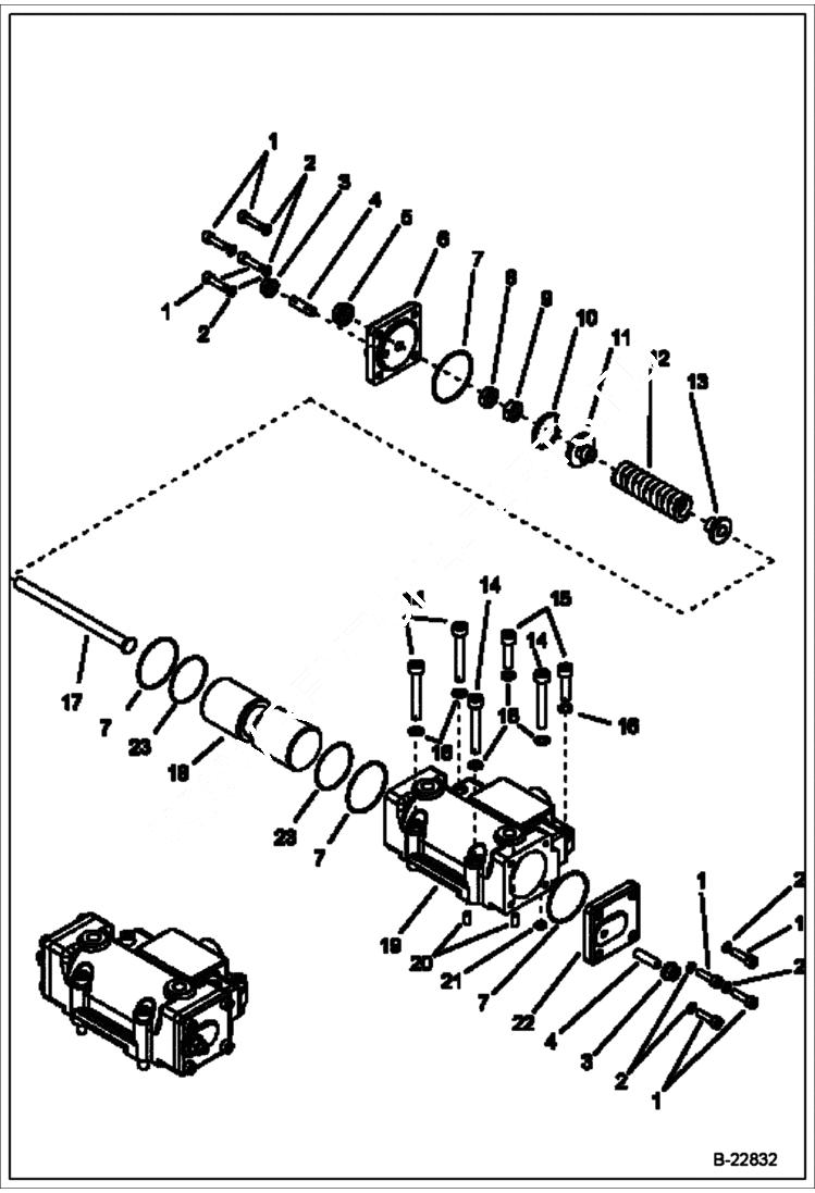 Схема запчастей Bobcat B250 - HYDRAULIC CIRCUITRY Axiel Pump & Gear Pump HYDRAULIC SYSTEM