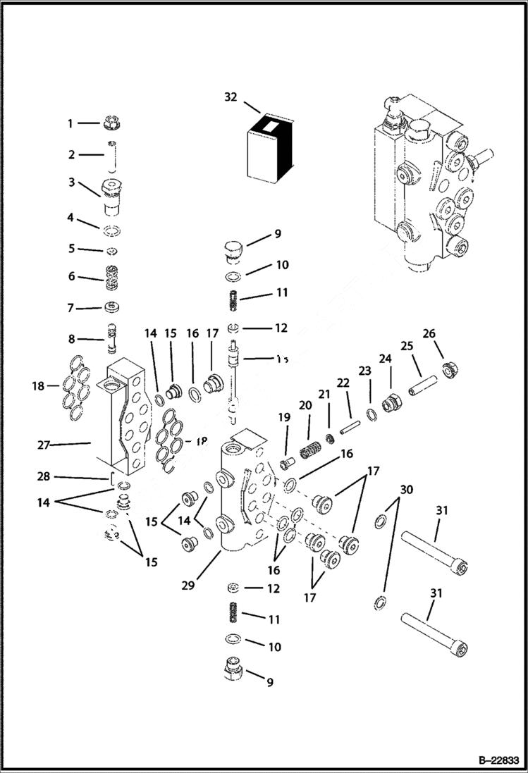 Схема запчастей Bobcat B250 - HYDRAULIC CIRCUITRY Axiel Pump & Gear Pump HYDRAULIC SYSTEM