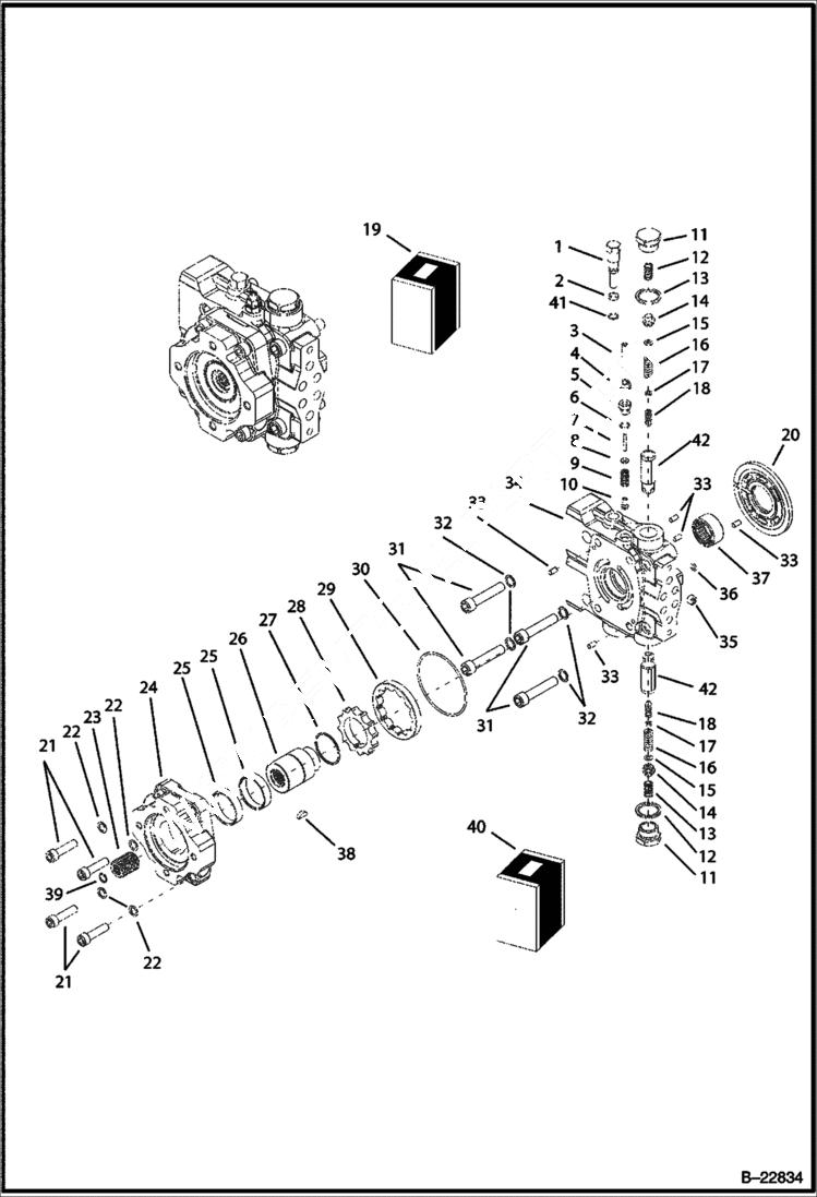 Схема запчастей Bobcat B250 - HYDRAULIC CIRCUITRY Axiel Pump & Gear Pump HYDRAULIC SYSTEM