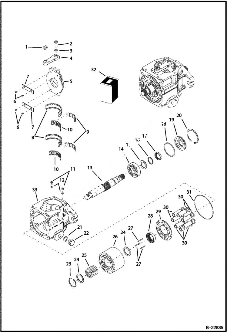 Схема запчастей Bobcat B250 - HYDRAULIC CIRCUITRY Axiel Pump & Gear Pump HYDRAULIC SYSTEM