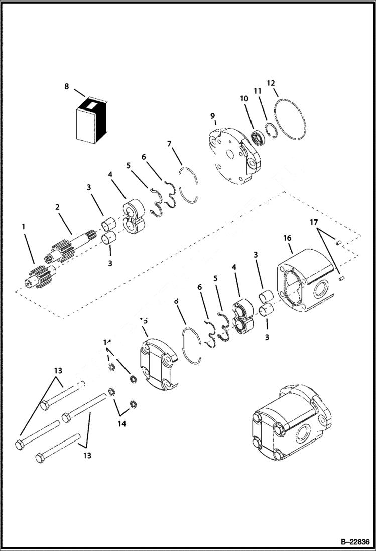 Схема запчастей Bobcat B250 - HYDRAULIC CIRCUITRY Axiel Pump & Gear Pump HYDRAULIC SYSTEM