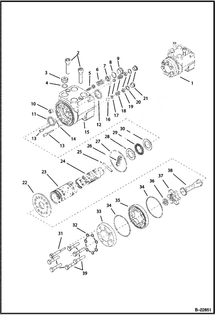 Схема запчастей Bobcat B250 - HYDRAULIC CIRCUITRY Steering Unit HYDRAULIC SYSTEM