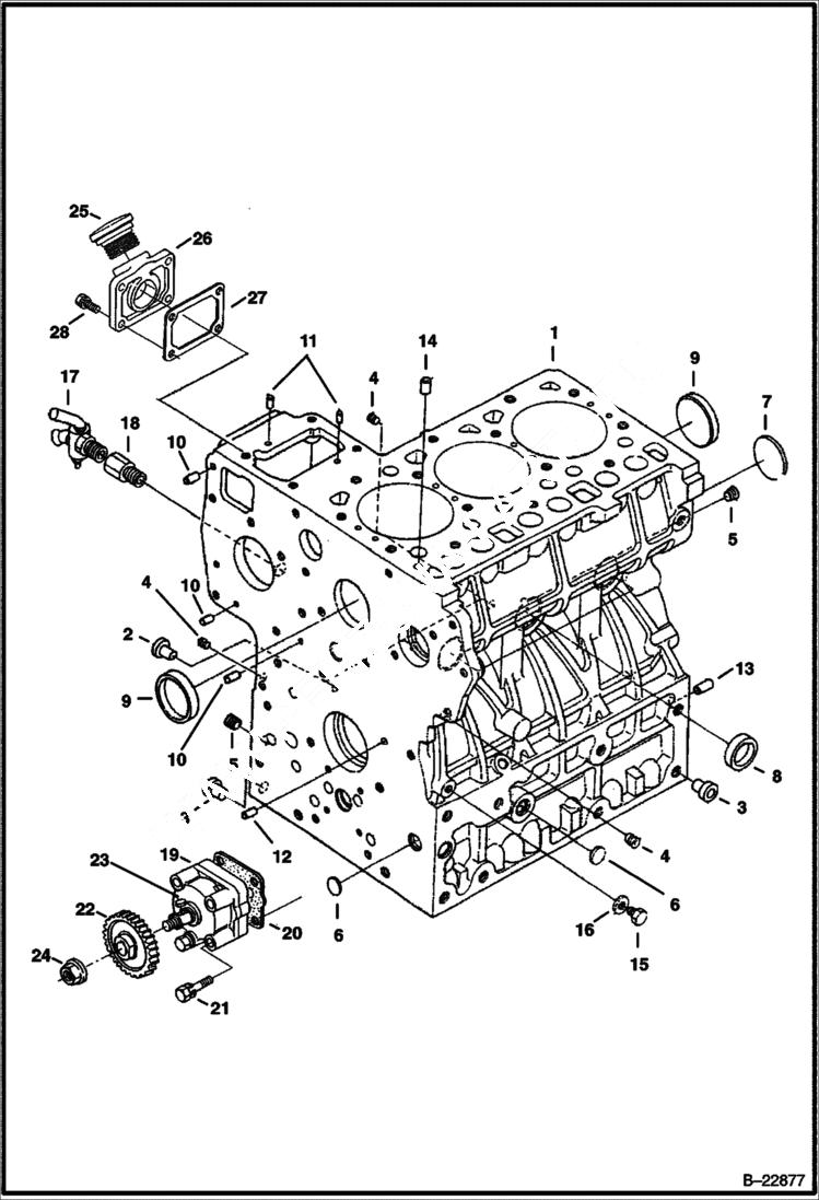 Схема запчастей Bobcat 325 - CRANKCASE POWER UNIT