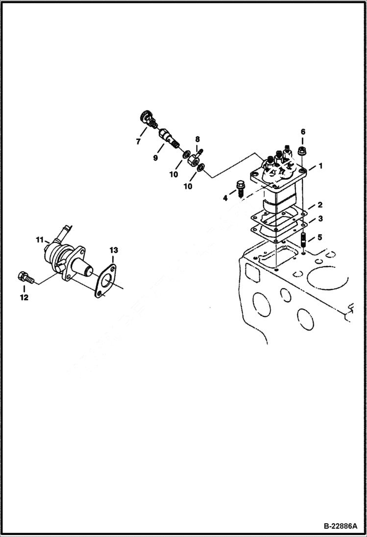 Схема запчастей Bobcat 325 - INJECTION PUMP Kubota - D1703-M-E3B - Interim Tier IV Replacement REPLACEMENT ENGINE