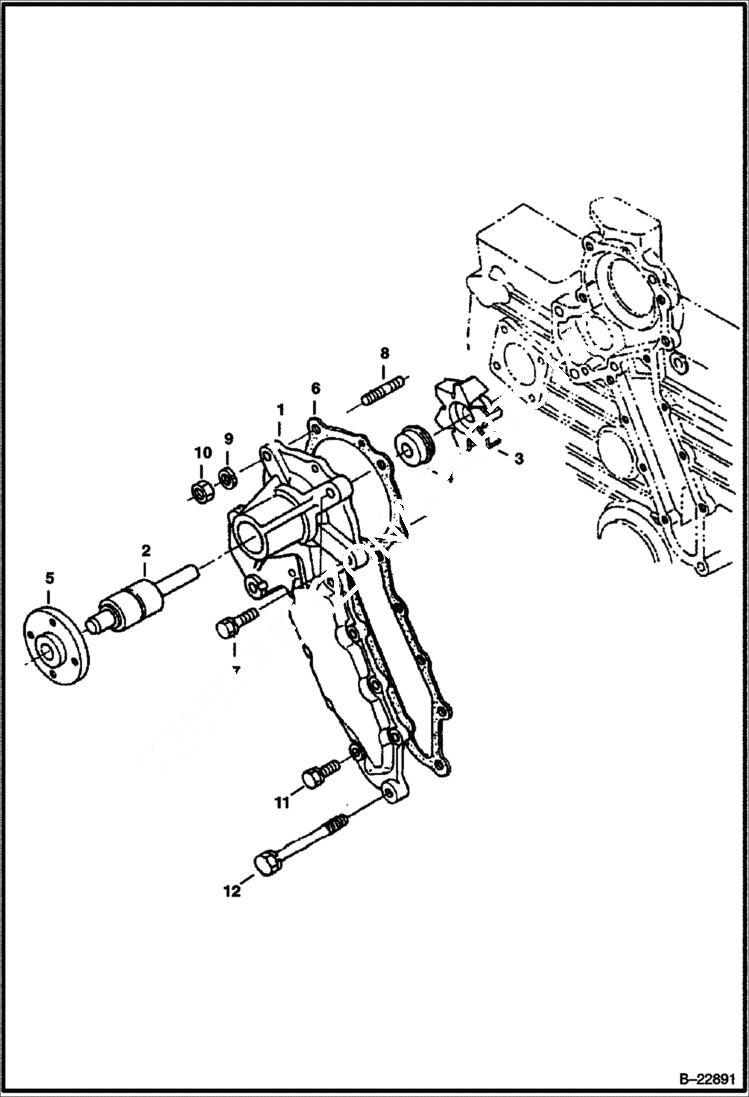 Схема запчастей Bobcat 329 - WATER PUMP POWER UNIT